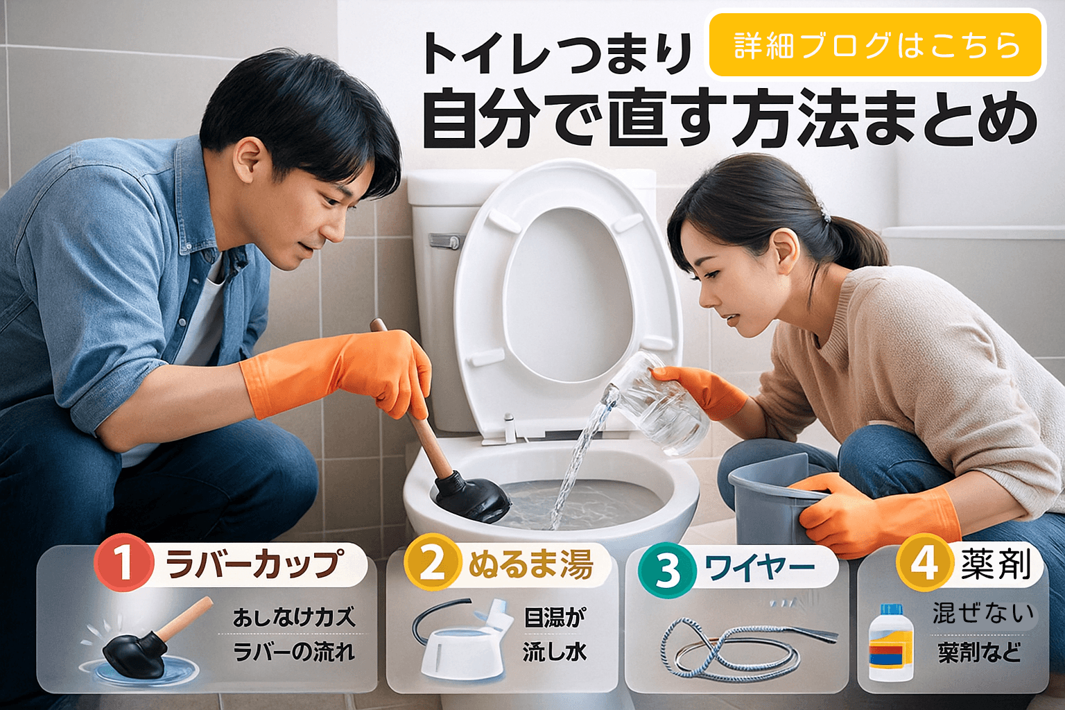 トイレつまりを自分で解決する方法